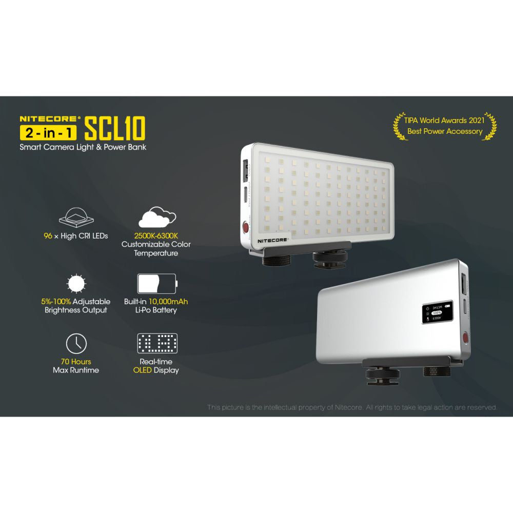 Nitecore SCL10 2-in-1 Smart Camera Light &Power Bank