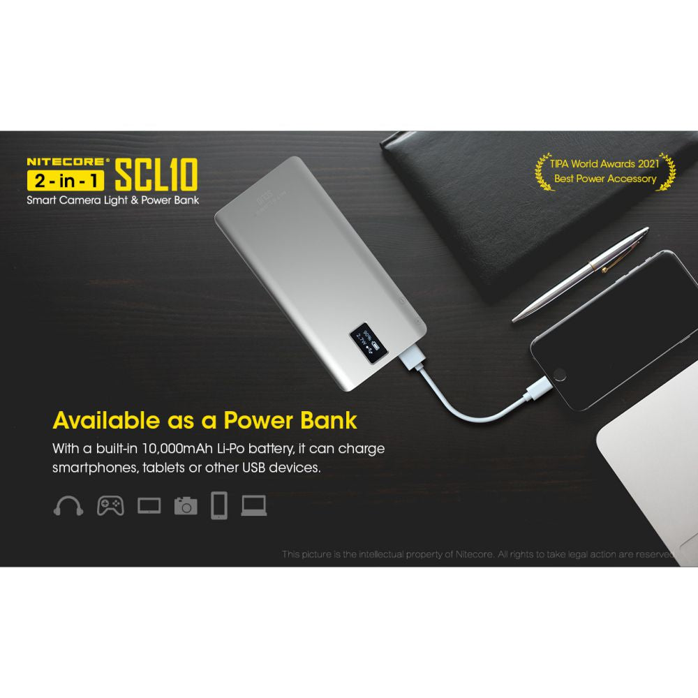 Nitecore SCL10 2-in-1 Smart Camera Light &Power Bank