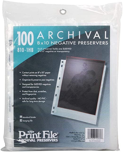 printfile 8 x 10 neg sleeve negative sleeve 100 pack