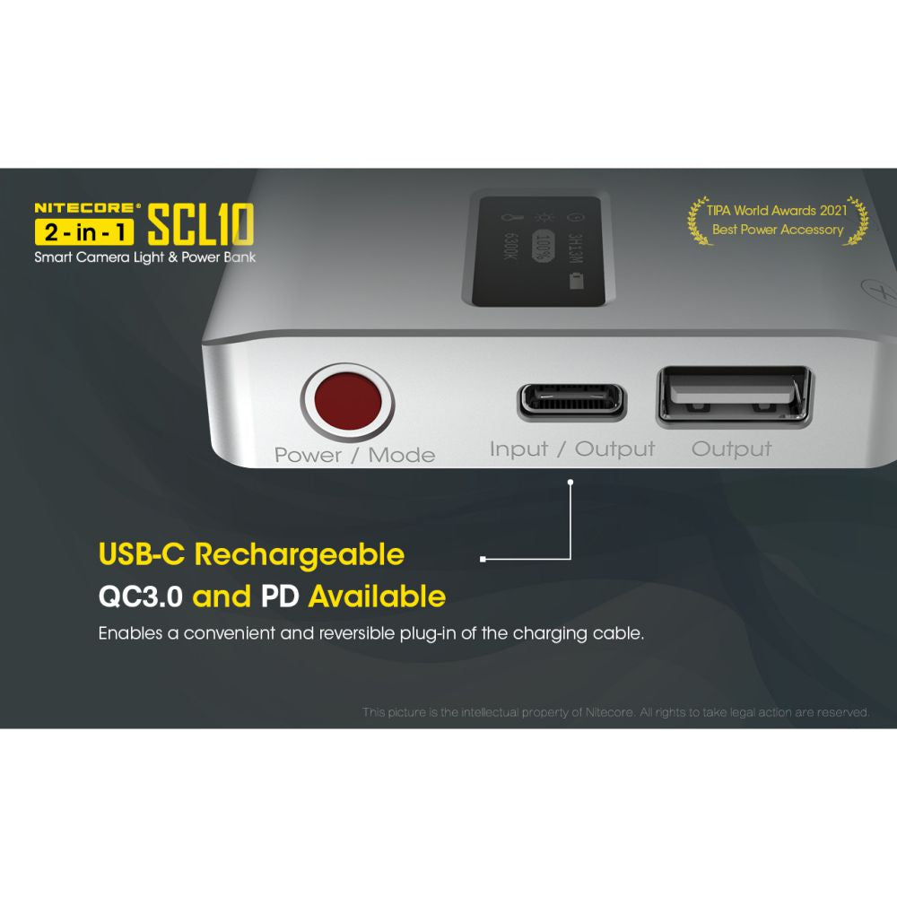 Nitecore SCL10 2-in-1 Smart Camera Light &Power Bank