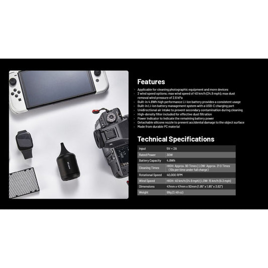 Nitecore BB Nano Portable Versatile Electronic Blower& Nitecore Extension Vacuum Kit Nia006