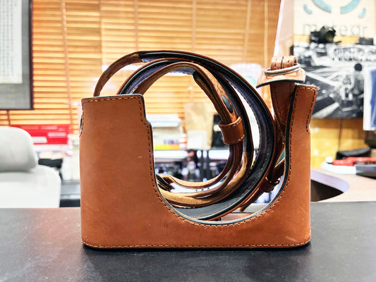 Leica Leather Half Case and strap for Q3 Camera, Cognac (19652) used Case